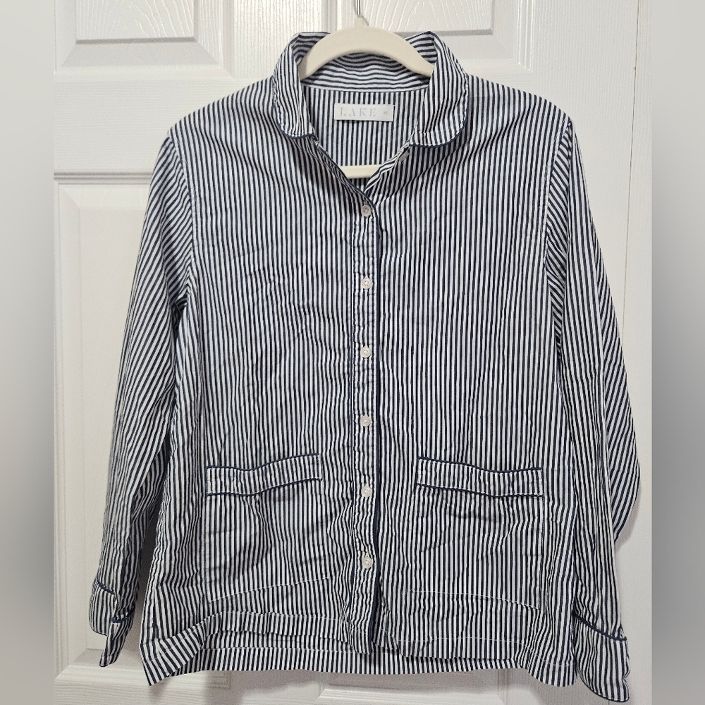 Lake Navy Striped Pajama Top XS
